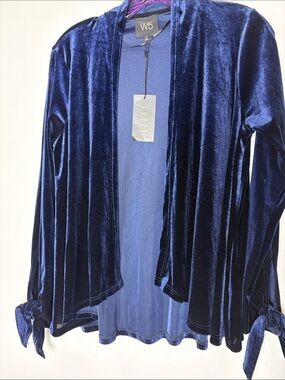 W5 Velvet Open-Front Shrug - Navy